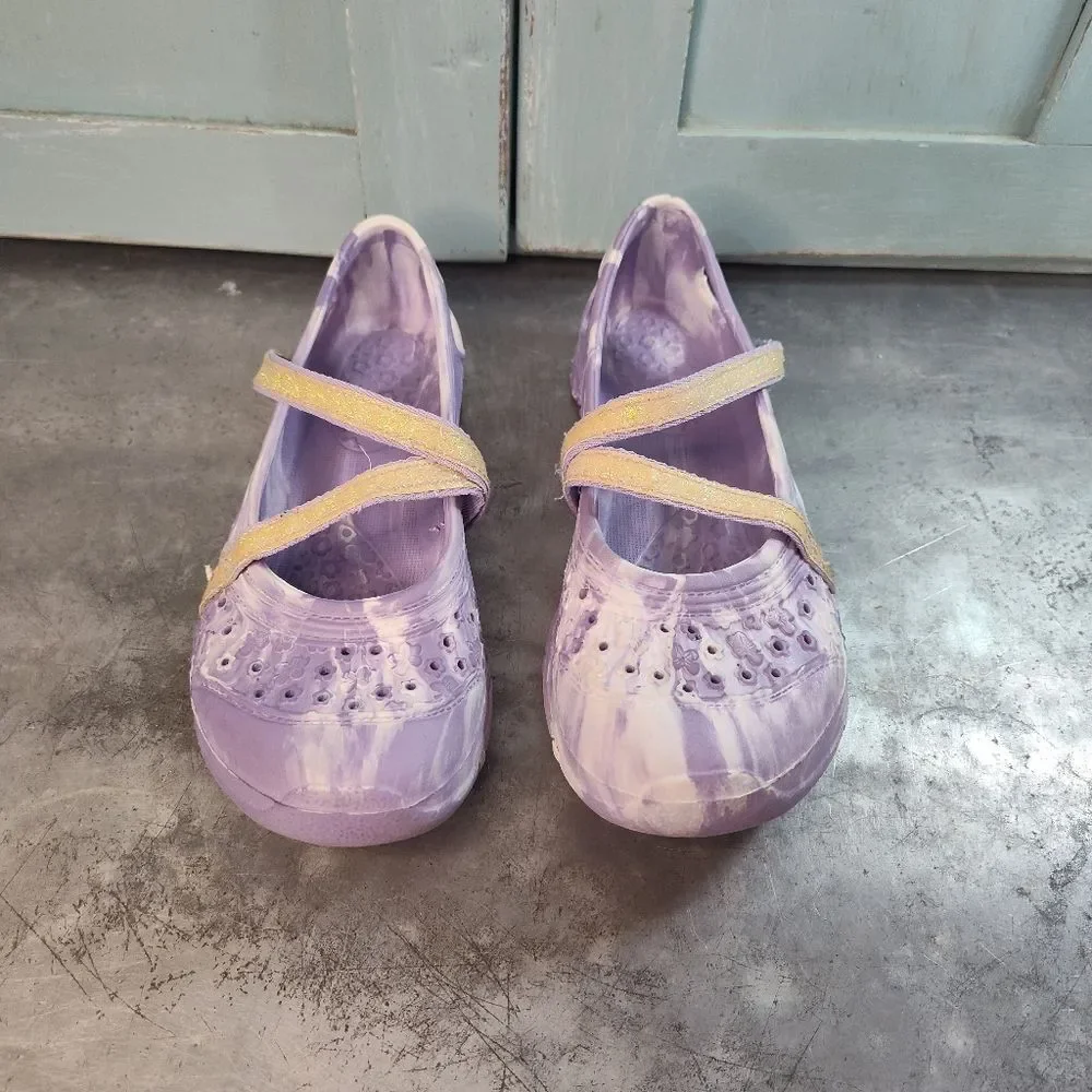 Purple & White Water Sports Sandals Shoes Hook & Loop Straps Size 3 Girls